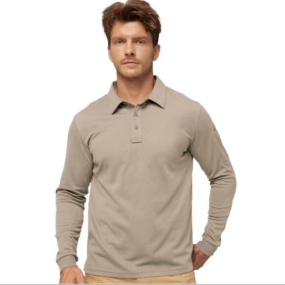 NWT Mier Khaki Long Sleeve Polo Sz M - Picture 1 of 11